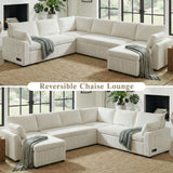 Convertible U-Shaped Sectional Sofa Bed With Reversible Chaise