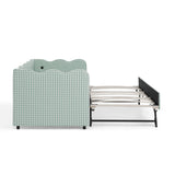 Gingham Daybed With USB Charging Port, Wave Shaped Design