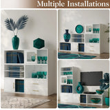 Cube Storage Organizer With Sliding Door Stackable Modular Bookshelf & Storage Cabinet - White