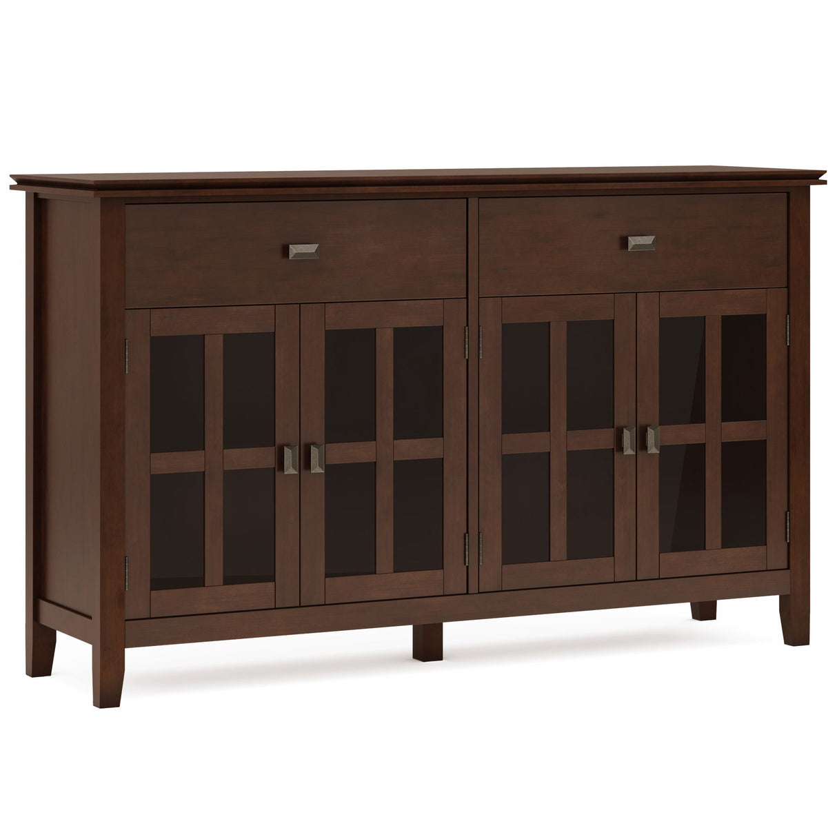 Large Sideboard Buffet Cabinet 4 Door Storage Solid Wood 60x36in Russet Brown