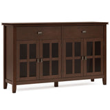 Large Sideboard Buffet Cabinet 4 Door Storage Solid Wood 60x36in Russet Brown