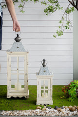 Wooden Candle Lantern Decorative, Hurricane Lantern Holder Decor For Indoor Outdoor, Home Garden - Ivory - Lanterns - Alpine Outlets