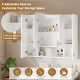 Bathroom Cabinet With 5 Adjustable Shelves, Soft Closing Hinges, Open Shelving Design - White