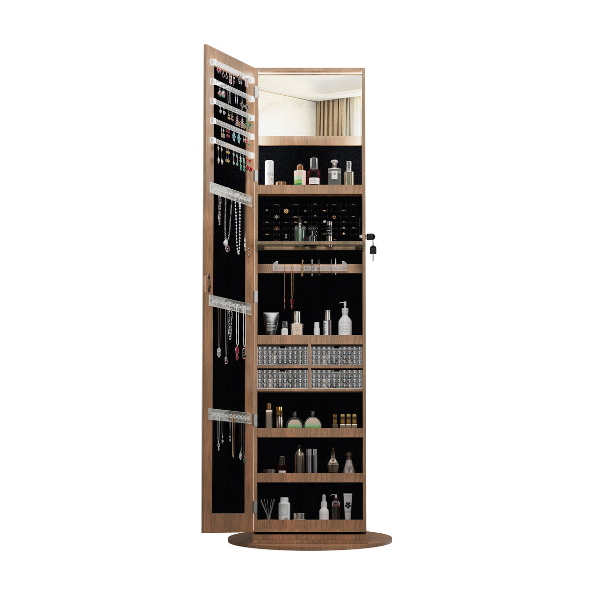 Swivel Jewelry Cabinet With Full Length Mirror