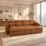 Convertible Sectional Sofa With Storage Chaise, Cup Holders And Pull Out Sleeper
