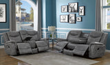 Conrad 2-Piece Grey Faux Leather Motion Sofa Set