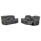 Conrad 2-Piece Grey Faux Leather Motion Sofa Set