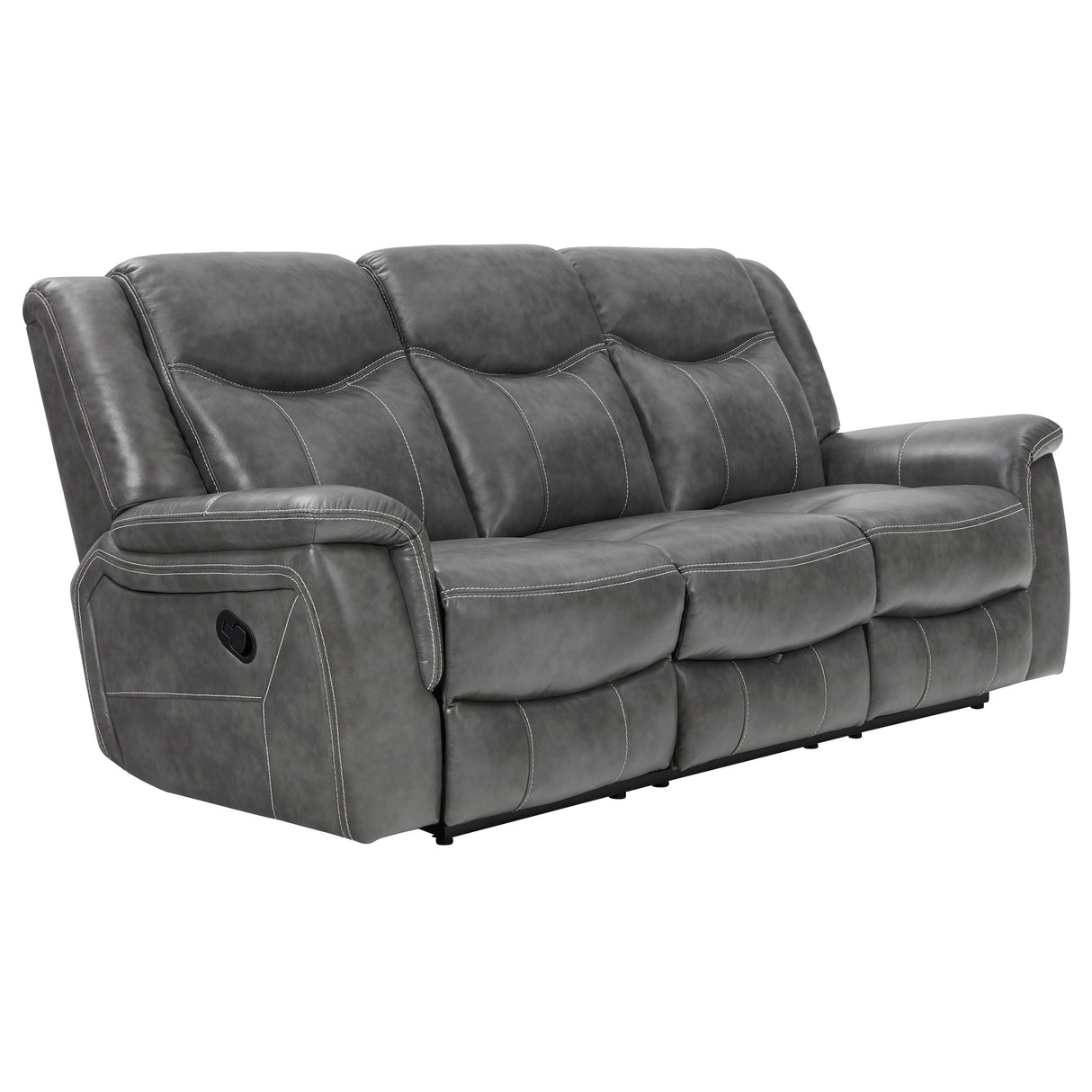 Conrad 2-Piece Grey Faux Leather Motion Sofa Set