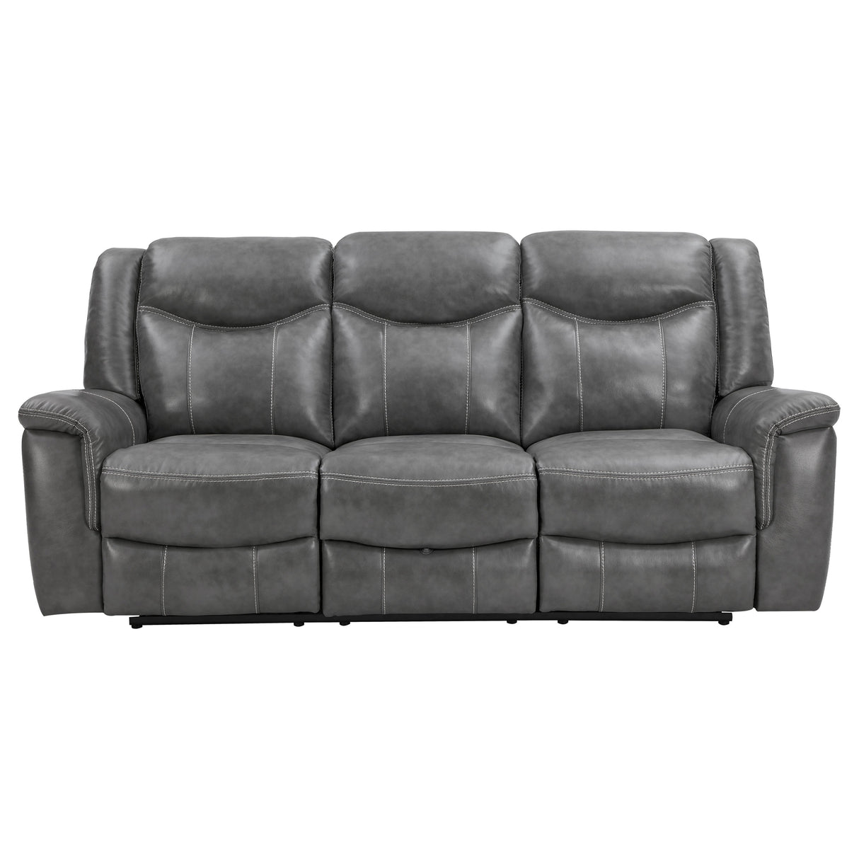 Conrad 2-Piece Grey Faux Leather Motion Sofa Set