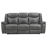 Conrad 2-Piece Grey Faux Leather Motion Sofa Set