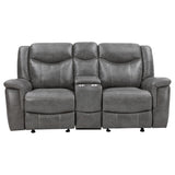 Conrad 2-Piece Grey Faux Leather Motion Sofa Set