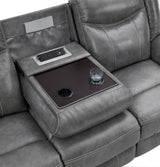 Conrad 2-Piece Grey Faux Leather Motion Sofa Set