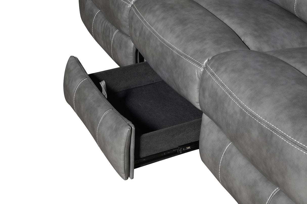 Conrad 2-Piece Grey Faux Leather Motion Sofa Set