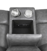 Conrad 2-Piece Grey Faux Leather Motion Sofa Set