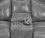 Conrad 2-Piece Grey Faux Leather Motion Sofa Set
