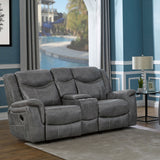 Conrad Upholstered Padded Arm Glider Loveseat in Grey