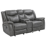 Conrad Upholstered Padded Arm Glider Loveseat in Grey