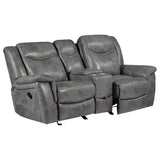Conrad Upholstered Padded Arm Glider Loveseat in Grey