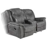 Conrad Upholstered Padded Arm Glider Loveseat in Grey