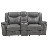 Conrad Upholstered Padded Arm Glider Loveseat in Grey