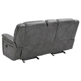 Conrad Upholstered Padded Arm Glider Loveseat in Grey