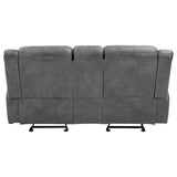 Conrad Upholstered Padded Arm Glider Loveseat in Grey