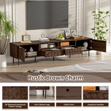 TV Stand For TVs Up To 85" With Closed Storage, Soft Closing Hinges, Living Room Entertainment Center - Walnut