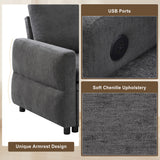 Convertible Sofa Bed Loveseat With Adjustable Backrest And USB Ports