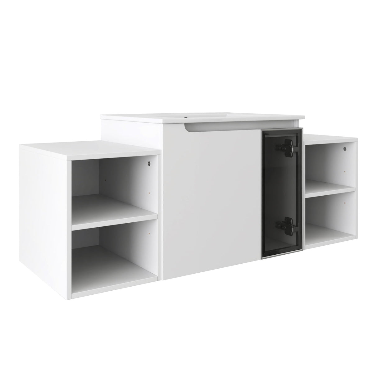 Wall Mounted Bathroom Vanity With Sink, Cabinet & Half Door