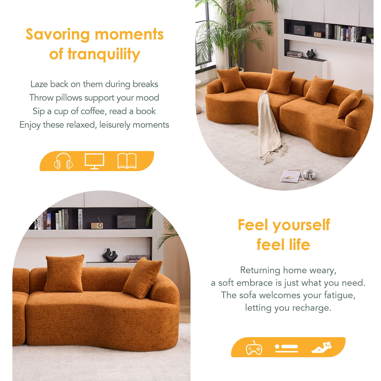 4 Seater Sofa With Fabric, 30D, 60 Hardness Full Sponge, 4 Pillow For Living Room, Home Furniture Sleeper Sectional Sofa For Apartment