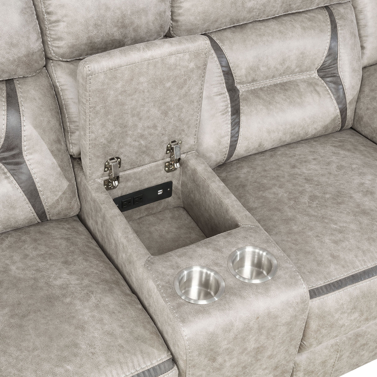 Greer 2-Piece Upholstered Reclining Sofa Set in Taupe