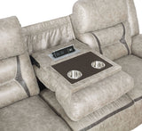 Greer Upholstered Motion Reclining Sofa in Taupe