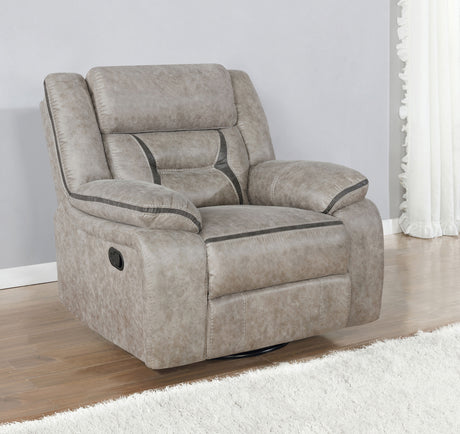 Greer Upholstered Swivel Glider Recliner Chair - Taupe