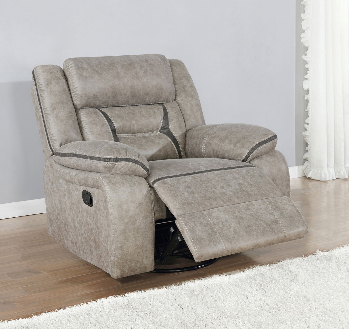 Greer Upholstered Swivel Glider Recliner Chair - Taupe