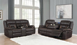 Greer 2-Piece Upholstered Reclining Sofa Set in Brown