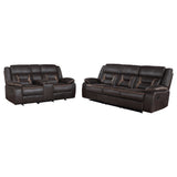 Greer 2-Piece Upholstered Reclining Sofa Set in Brown