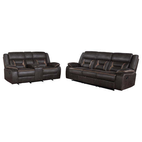 Greer 2-Piece Upholstered Reclining Sofa Set in Brown