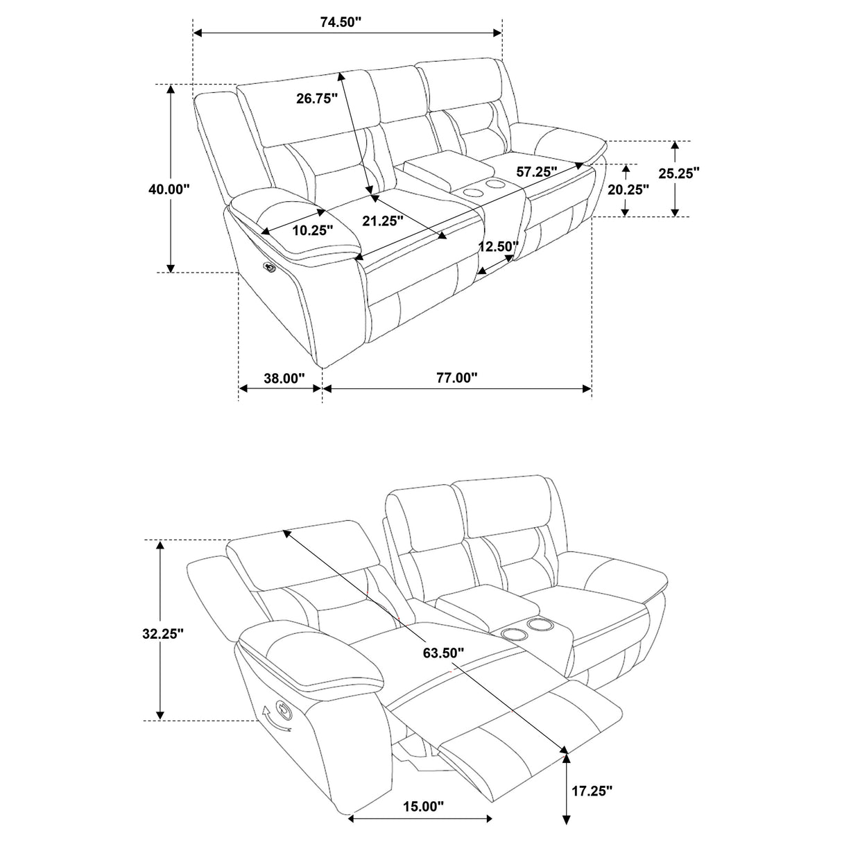 Greer 2-Piece Upholstered Reclining Sofa Set in Brown