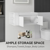 36" Floating Bathroom Vanity Cabinet, With Soft Close Double Doors, Wall Mounted, Cabinet Only - White