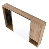 Wall Mounted Bathroom Mirror Cabinet & Adjustable Shelves Storage Cabinet - Imitative Oak