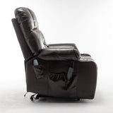 Lift Chair With Heat & Massage, 2 Pockets, 2 Cup Holders, Dual Remote - Wine Red