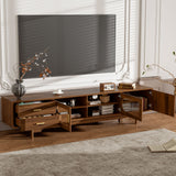 Modern TV Stand With Fluted Glass Doors & 2 Drawers