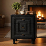 3 Drawer Nightstand - Black - Wood