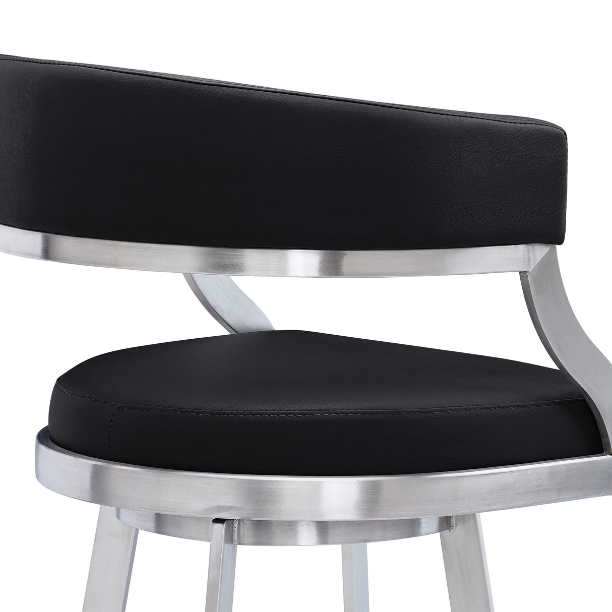 Dione - Swivel Faux Leather And Brushed Stainless Steel Bar Stool