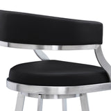 Dione - Swivel Faux Leather And Brushed Stainless Steel Bar Stool
