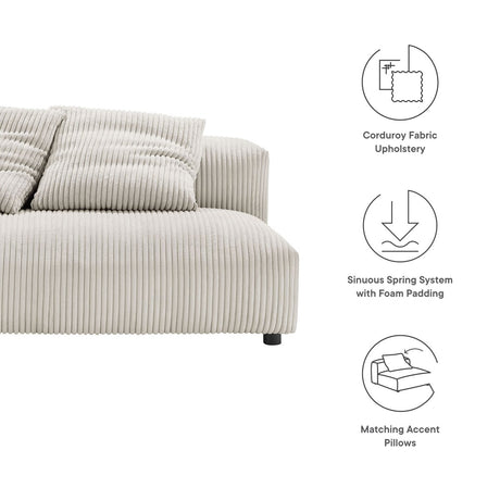 66 Inch Modular Corduroy Upholstered Armless Loveseat - Loveseats available at Alpine Outlets in Denver