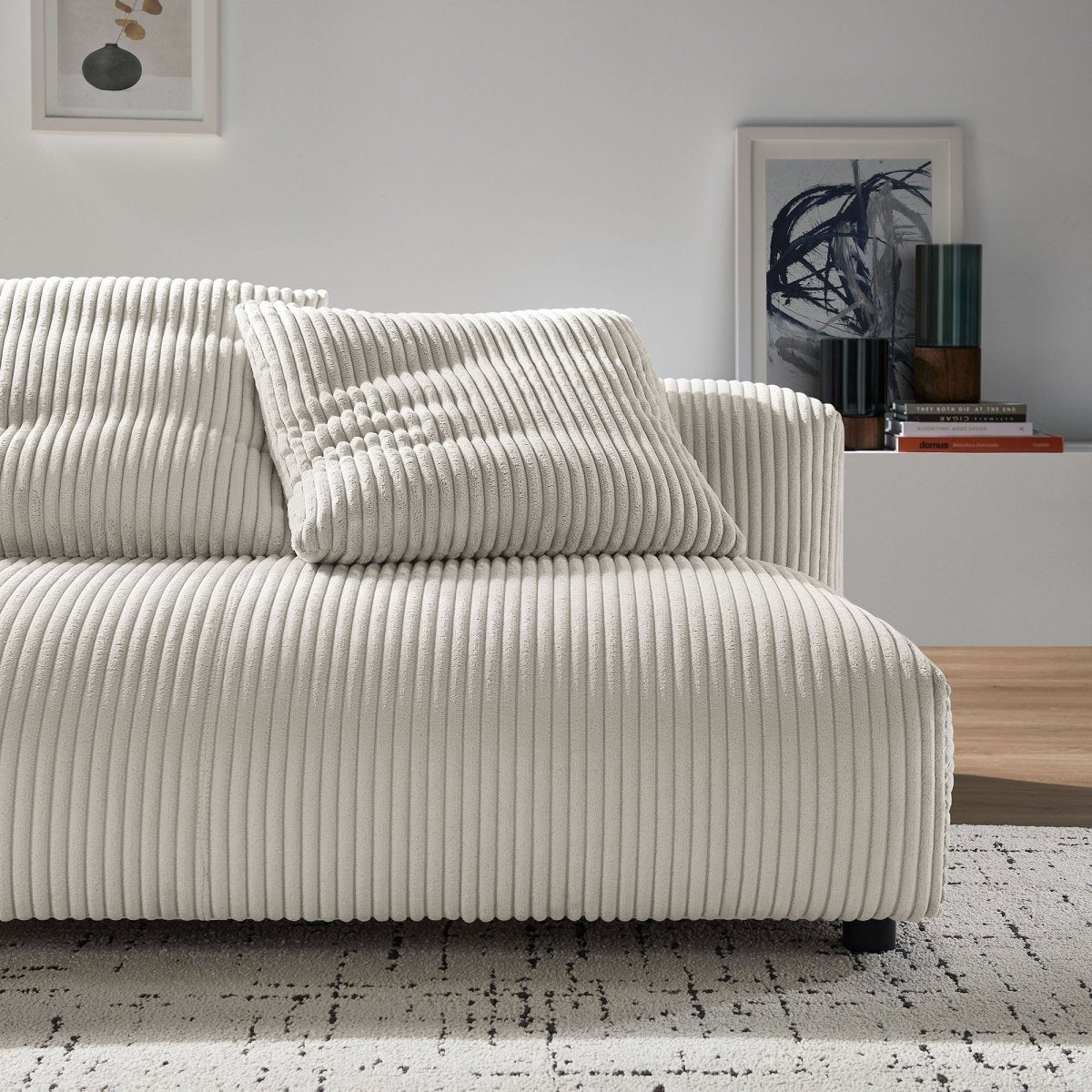 66 Inch Modular Corduroy Upholstered Armless Loveseat - Loveseats available at Alpine Outlets in Denver
