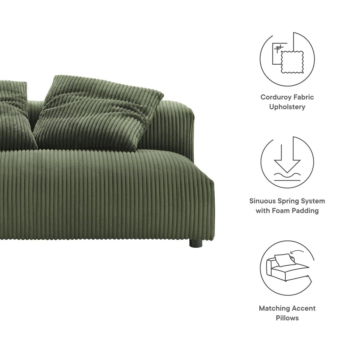 66 Inch Modular Corduroy Upholstered Armless Loveseat - Loveseats available at Alpine Outlets in Denver