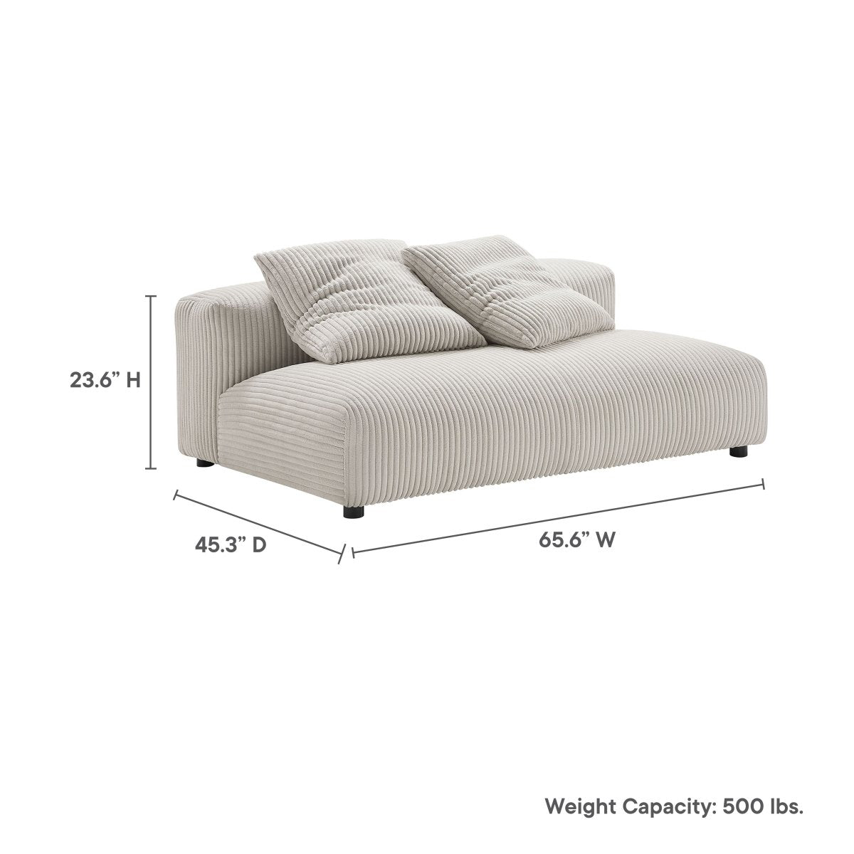 66 Inch Modular Corduroy Upholstered Armless Loveseat - Loveseats available at Alpine Outlets in Denver