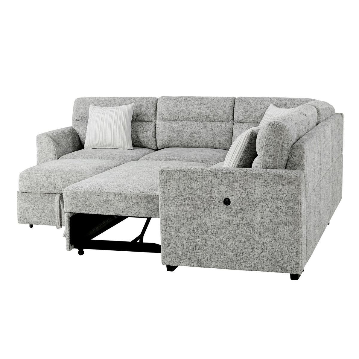 Emiliano - Sectional Sofa With 3 Pillows - Nickel